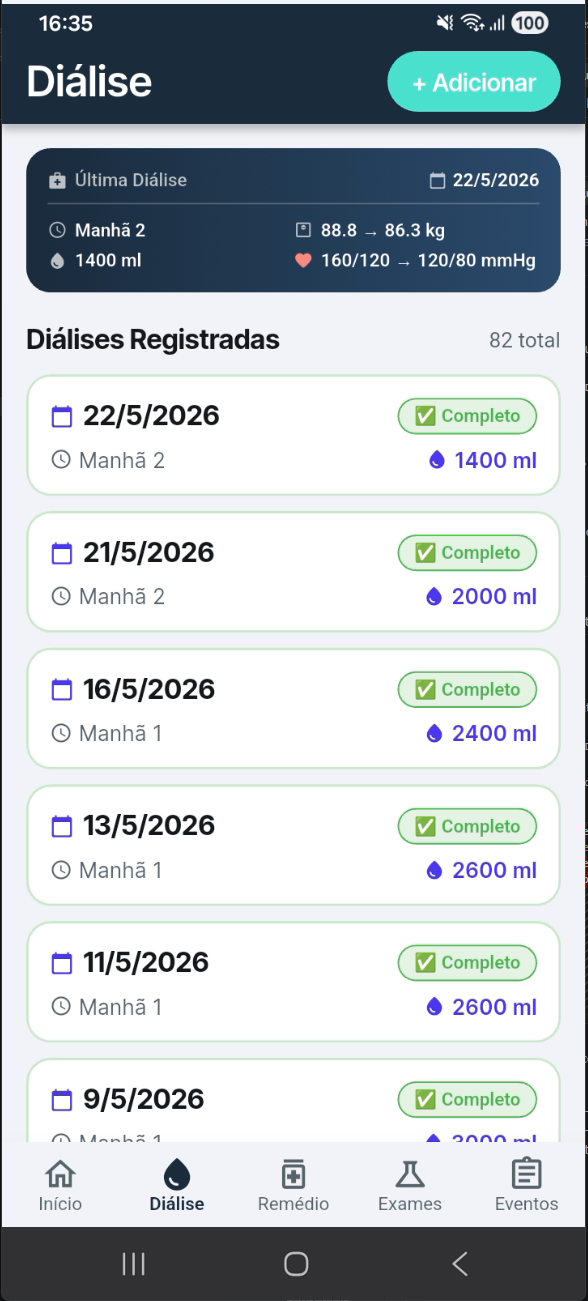 Tela principal da Diálise