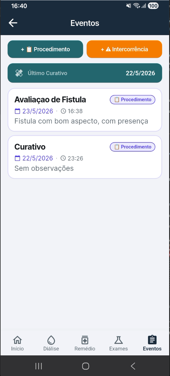 Tela de Eventos do NefroVida