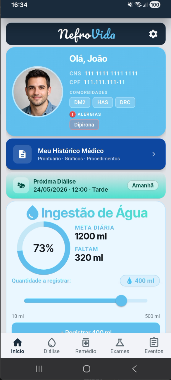Tela inicial do NefroVida