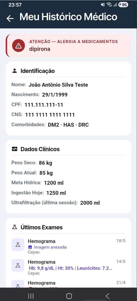 Histórico médico — identificação e dados clínicos